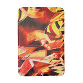 濃い赤と強い筋が付いた黄変のバンド バスマット (正面縦)