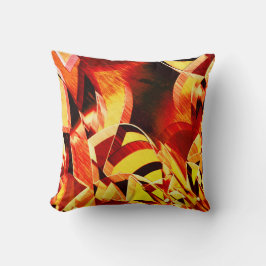 濃い赤と強い縞の黄変のミックス クッション