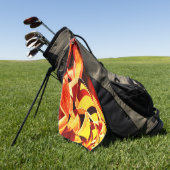 濃い赤と強い縞の黄変のミックス ゴルフタオル (グリーン)