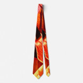 濃い赤と強い縞の黄変のミックス ネクタイ (正面)