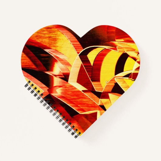 濃い赤と強い縞の黄変のミックス ノートブック (正面)