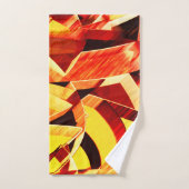 濃い赤と強い縞の黄変のミックス バスタオルセット (ハンドタオル)