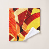 濃い赤と強い縞の黄変のミックス バスタオルセット (ウォッシュタオル)