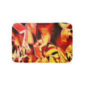 濃い赤と強い縞の黄変のミックス バスマット (正面)