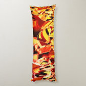 濃い赤と強い縞の黄変のミックス ボディピロー (裏面 (縦))