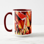濃い赤と強い縞の黄変のミックス マグカップ (左)