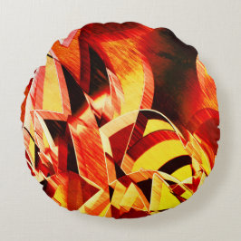 濃い赤と強い縞の黄変のミックス ラウンドクッション