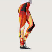 濃い赤と強い縞の黄変のミックス レギンス (右)