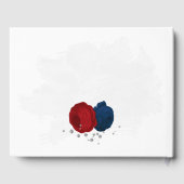 濃い赤と海軍の青の花の植物銀 ゲストブック (裏面)