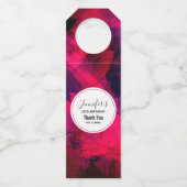 濃い赤と紫とはっきりした抽象芸術モダンイベント ボトルネックタグ (正面)