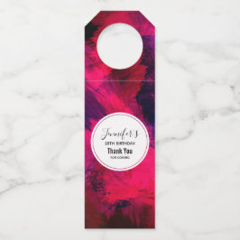 濃い赤と紫とはっきりした抽象芸術モダンイベント ボトルネックタグ