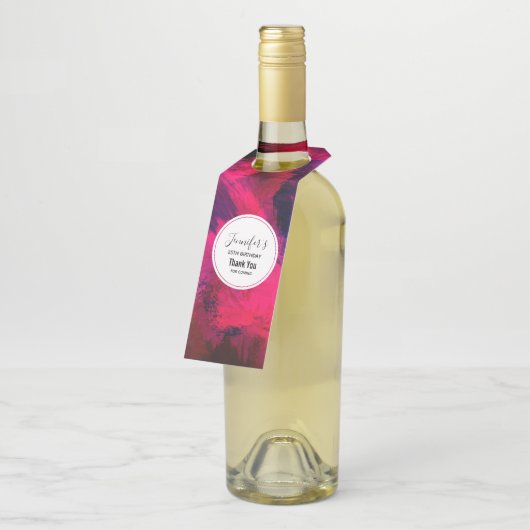 濃い赤と紫とはっきりした抽象芸術モダンイベント ボトルネックタグ (アングル)