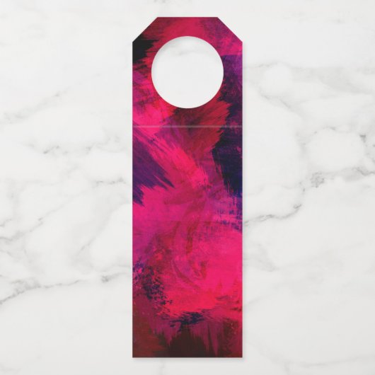 濃い赤と紫とはっきりした抽象芸術モダンイベント ボトルネックタグ (裏面)