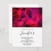濃い赤と紫のはっきりした抽象芸術モダン誕生日 インビテーションポストカード (正面/裏面)