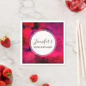 濃い赤と紫のはっきりした抽象芸術モダン誕生日 スタンダードカクテルナプキン (インサイチュ)