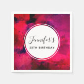濃い赤と紫のはっきりした抽象芸術モダン誕生日 スタンダードカクテルナプキン (正面)