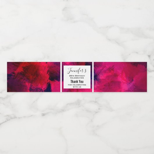 濃い赤と紫のはっきりした抽象芸術モダン誕生日 ペットボトルラベル (シングルラベル)