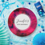 濃い赤と紫のはっきりした抽象芸術モダン誕生日 ペーパープレート (パーティー)