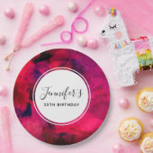 濃い赤と紫のはっきりした抽象芸術モダン誕生日 ペーパープレート (パーティー)