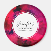 濃い赤と紫のはっきりした抽象芸術モダン誕生日 マグネット (正面)