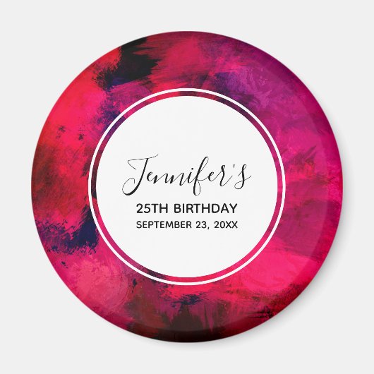 濃い赤と紫のはっきりした抽象芸術モダン誕生日 マグネット (正面)