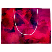 濃い赤と紫のはっきりした抽象芸術モダン誕生日 ラージペーパーバッグ (裏面)