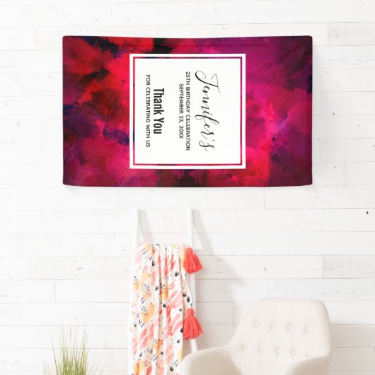 濃い赤と紫のはっきりした抽象芸術モダン誕生日 横断幕 (インサイチュ)