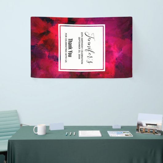 濃い赤と紫のはっきりした抽象芸術モダン誕生日 横断幕 (トレードショー)