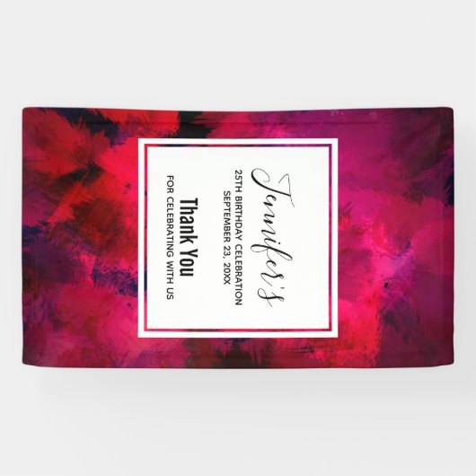 濃い赤と紫のはっきりした抽象芸術モダン誕生日 横断幕 (横)