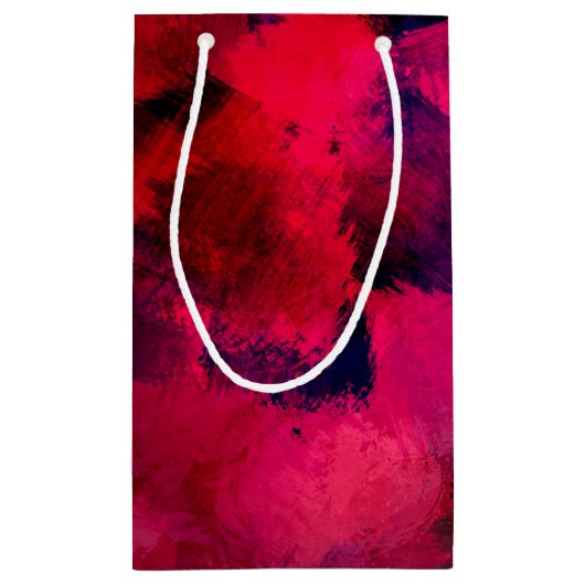 濃い赤と紫のモダンな抽象的な感謝の気持ち スモールペーパーバッグ (裏面)