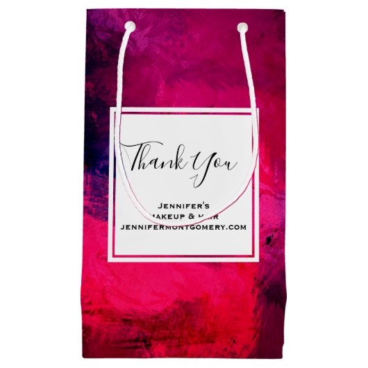 濃い赤と紫のモダンな抽象的な感謝の気持ち スモールペーパーバッグ (正面)