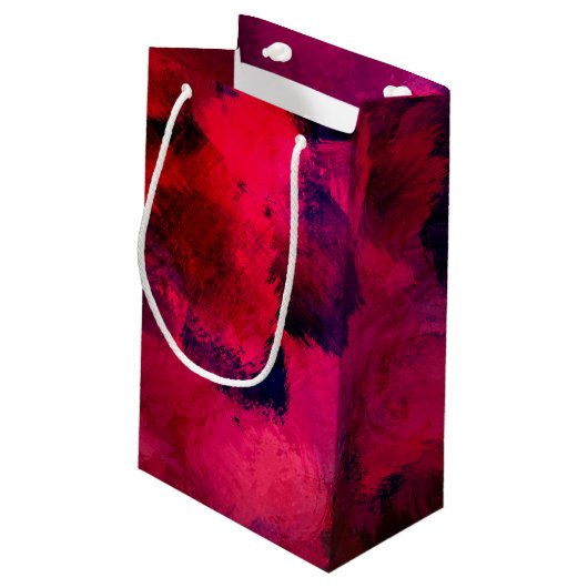 濃い赤と紫のモダンな抽象的な感謝の気持ち スモールペーパーバッグ (裏面アングル)