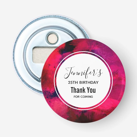 濃い赤と紫のモダンな抽象的な誕生日 栓抜き (正面)