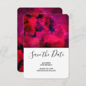濃い赤と紫の抽象芸術誕生日 セーブザデート (正面/裏面)