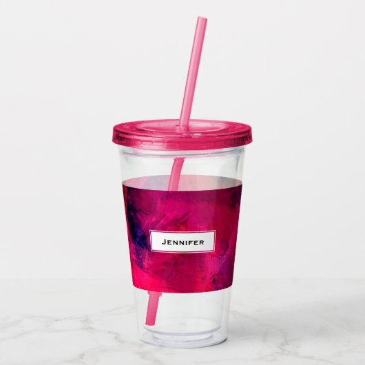 濃い赤と紫はっきりしたとモダン抽象芸術 アクリルタンブラー (裏面)