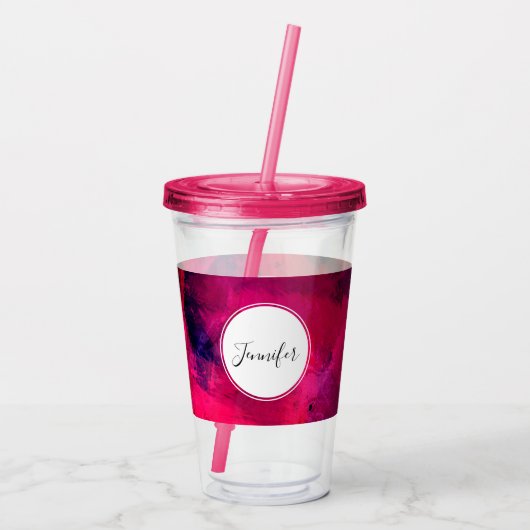 濃い赤と紫はっきりしたとモダン抽象芸術 アクリルタンブラー (裏面)