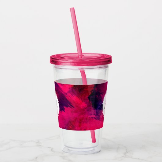 濃い赤と紫はっきりしたとモダン抽象芸術 アクリルタンブラー (左)