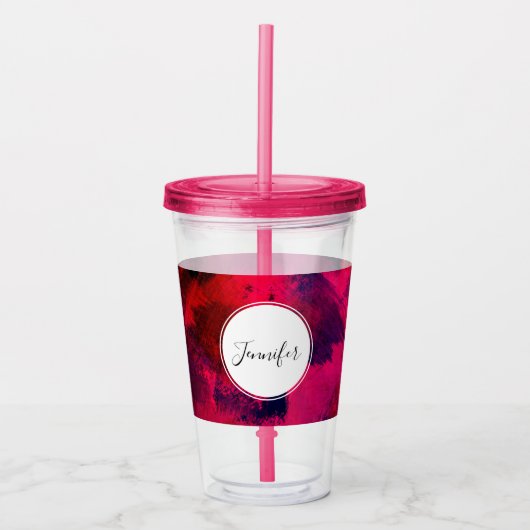 濃い赤と紫はっきりしたとモダン抽象芸術 アクリルタンブラー (正面)