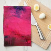 濃い赤と紫はっきりしたとモダン抽象芸術 キッチンタオル (四つ折り)