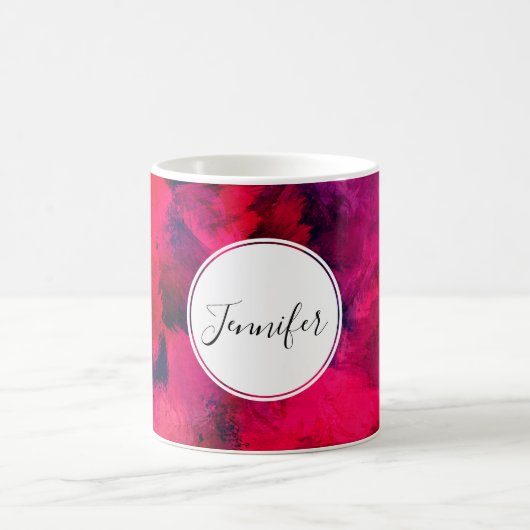 濃い赤と紫はっきりしたとモダン抽象芸術 コーヒーマグカップ (中央)