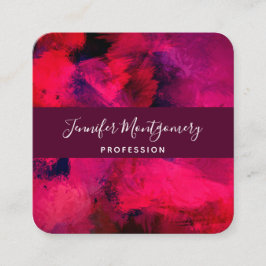 濃い赤と紫はっきりしたとモダン抽象芸術 スクエア名刺