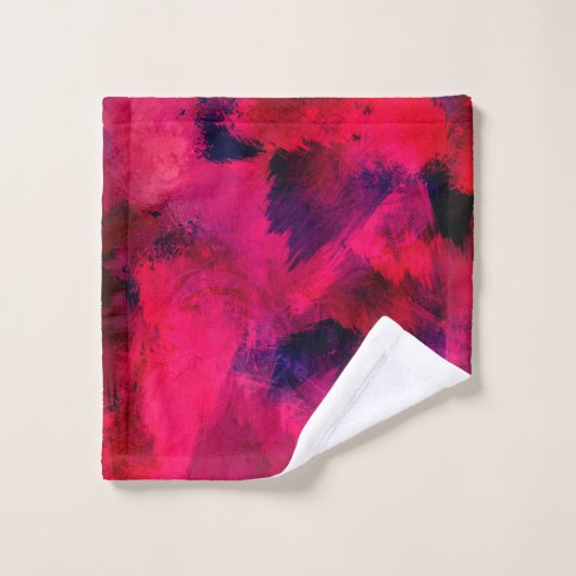 濃い赤と紫はっきりしたとモダン抽象芸術 バスタオルセット (ウォッシュタオル)