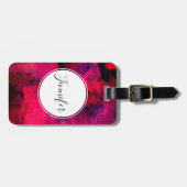 濃い赤と紫はっきりしたとモダン抽象芸術 ラゲッジタグ (正面横)