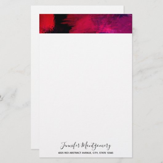 濃い赤と紫はっきりしたとモダン抽象芸術 便箋 (正面/裏面)