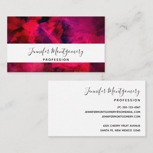 濃い赤と紫はっきりしたとモダン抽象芸術 名刺 (正面/裏面)