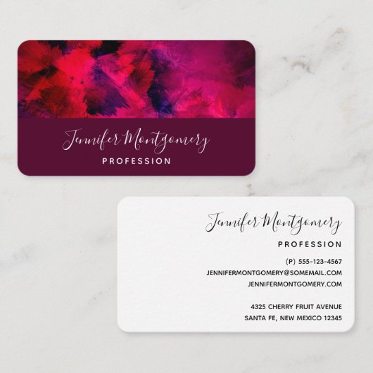 濃い赤と紫はっきりしたとモダン抽象芸術 名刺 (正面/裏面)