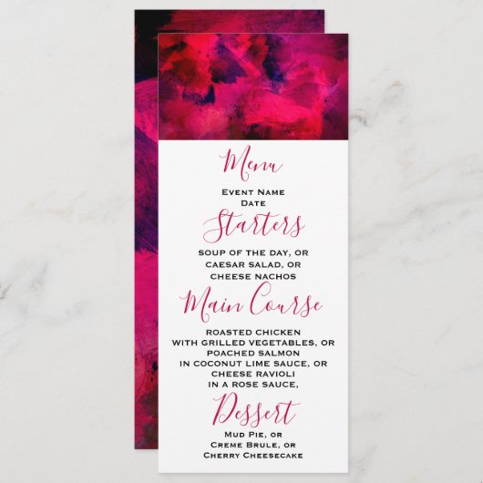 濃い赤と紫はっきりしたとモダン抽象芸術 招待状 (正面/裏面)