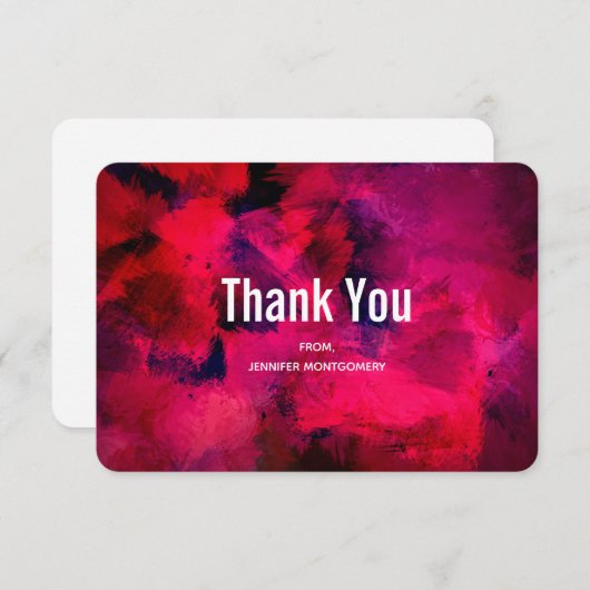濃い赤と紫はっきりしたとモダン サンキューカード (正面/裏面)