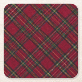 濃い赤と緑のクリスマスプレド スクエアペーパーコースター