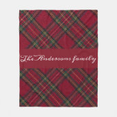 濃い赤と緑のクリスマスプレド フリースブランケット (正面)